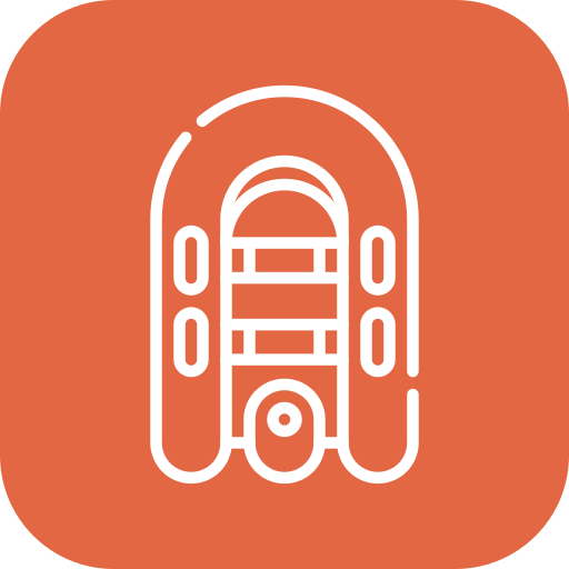 Icon outline of a rigid inflatable rescue RIB representing Galaxy Boats UK rescue and safety craft