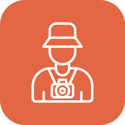 Tourist with camera icon representing Galaxy Boats UK sea safari and passenger RIB applications